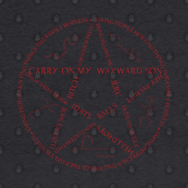 Supernatural Devil's Trap Typography Red by Ryan Bangerter Art